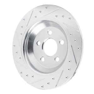 Ford Maverick Brake Rotor (1) - Rear Right - R1 Concepts - Drilled & Slotted - Silver - `22-`25